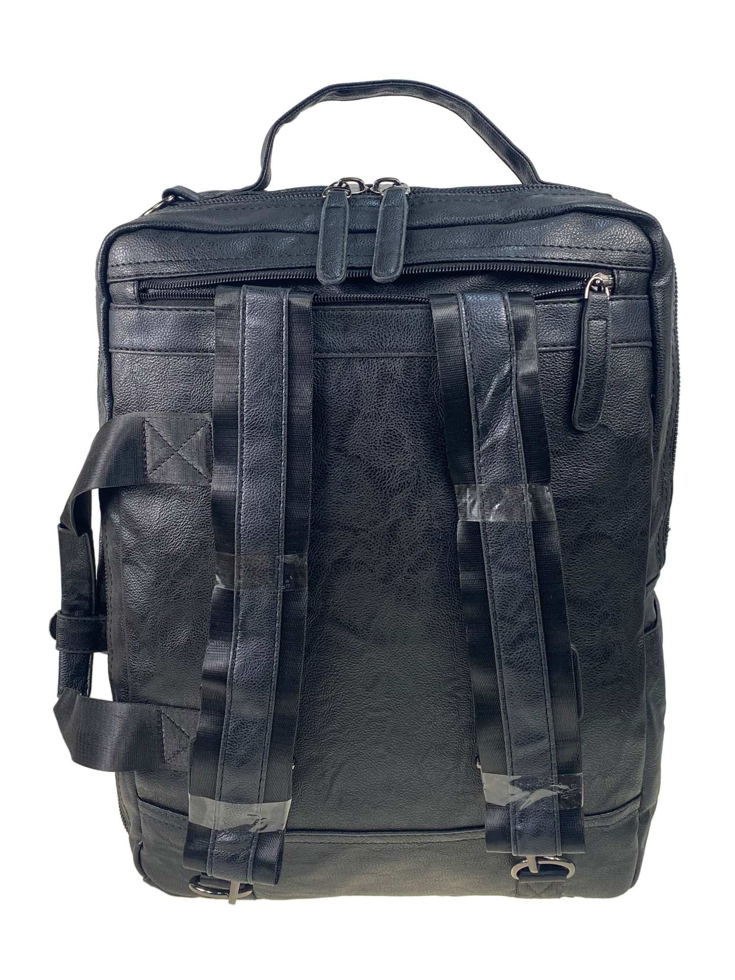 На фото 2 - Мужская сумка - рюкзак из искусственной кожи, цвет черный 