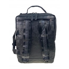 На фото 2 - Мужская сумка - рюкзак из искусственной кожи, цвет черный 