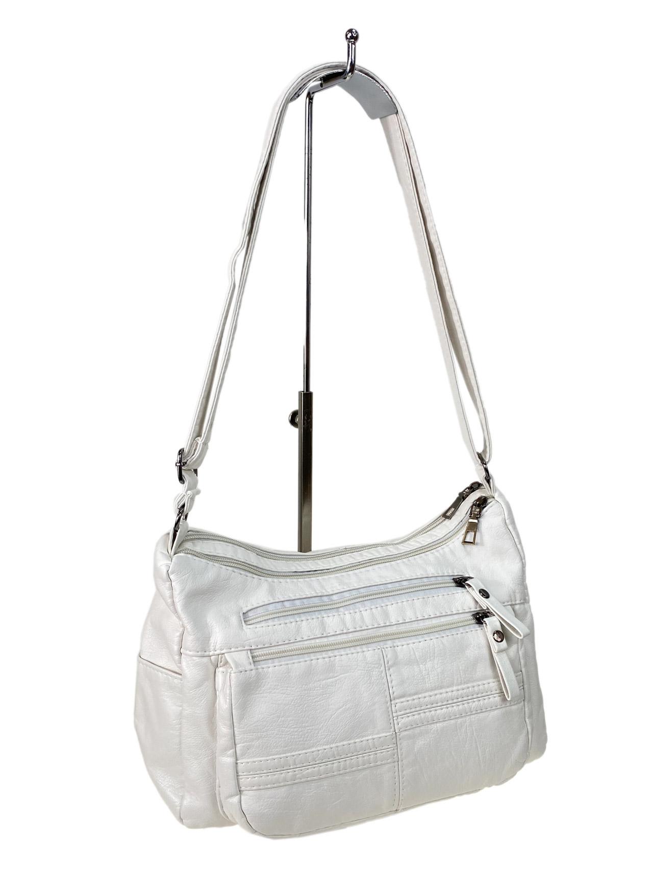 На фото 1 - Женская классическа сумка из искусственной кожи, цвет белый 
