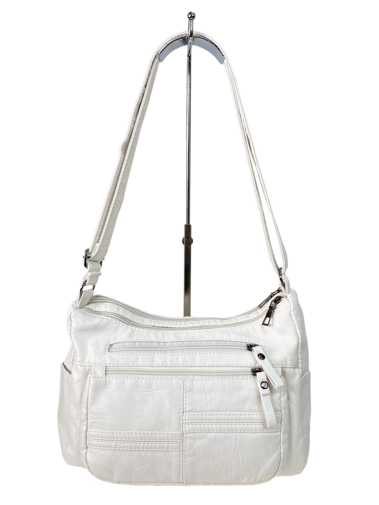 На фото 2 - Женская классическа сумка из искусственной кожи, цвет белый 