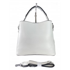 На фото 3 - Женская сумка через плечо из искусственной кожи с ручкой-цепочкой, цвет белый