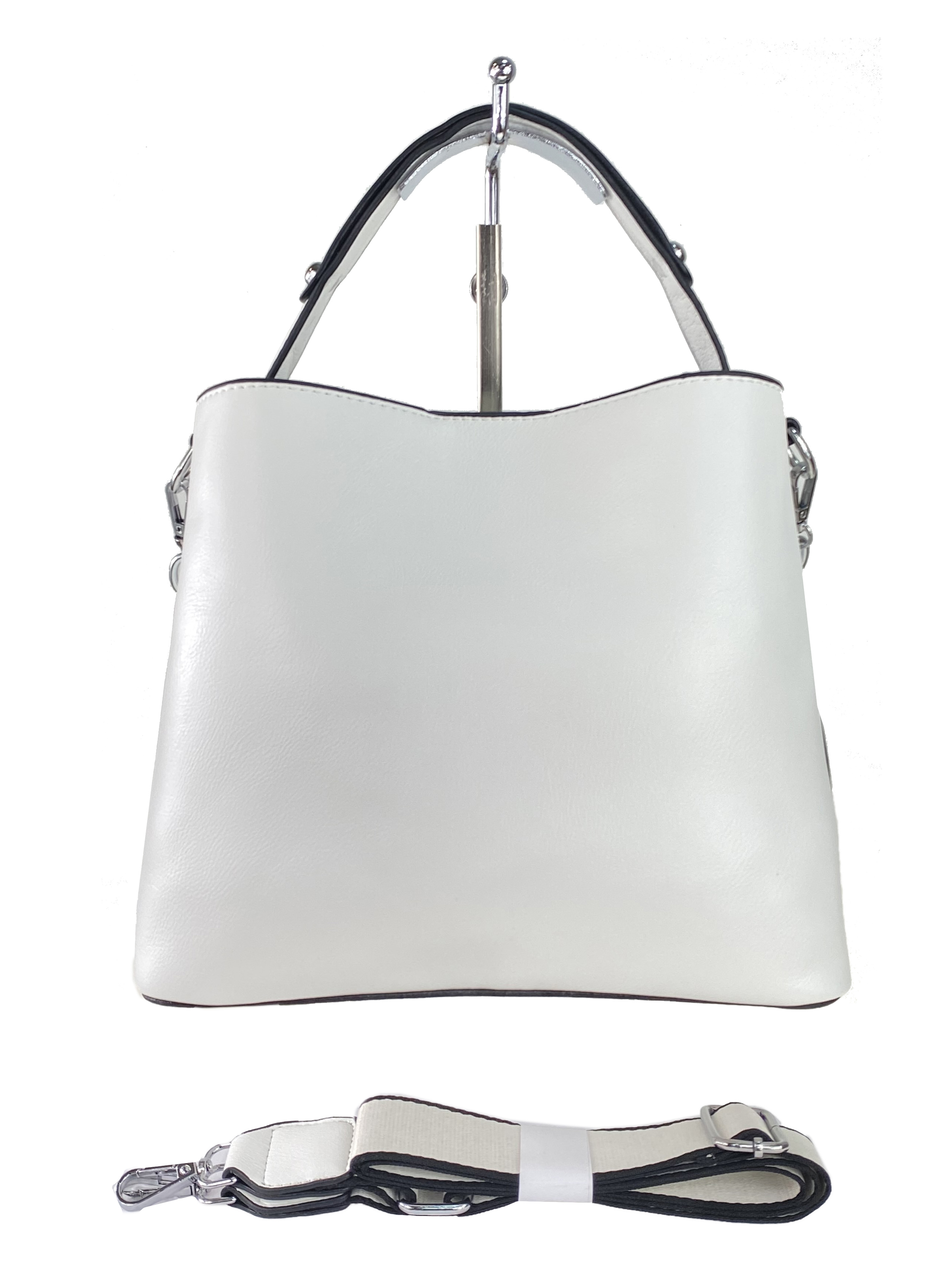 На фото 3 - Женская сумка через плечо из искусственной кожи с ручкой-цепочкой, цвет белый