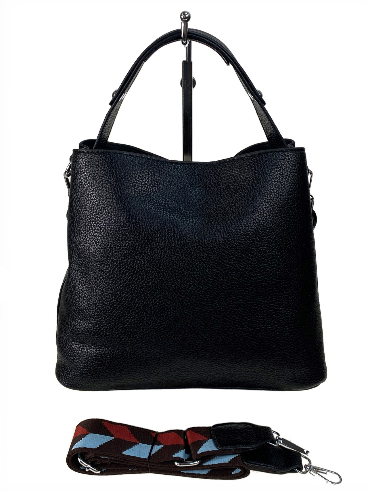 На фото 2 - Женская сумка  из натуральной замши и  искусственной кожи, цвет черный