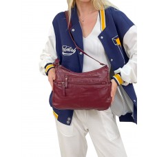 На фото 1 - Женская сумка из искусственной кожи, цвет бордо