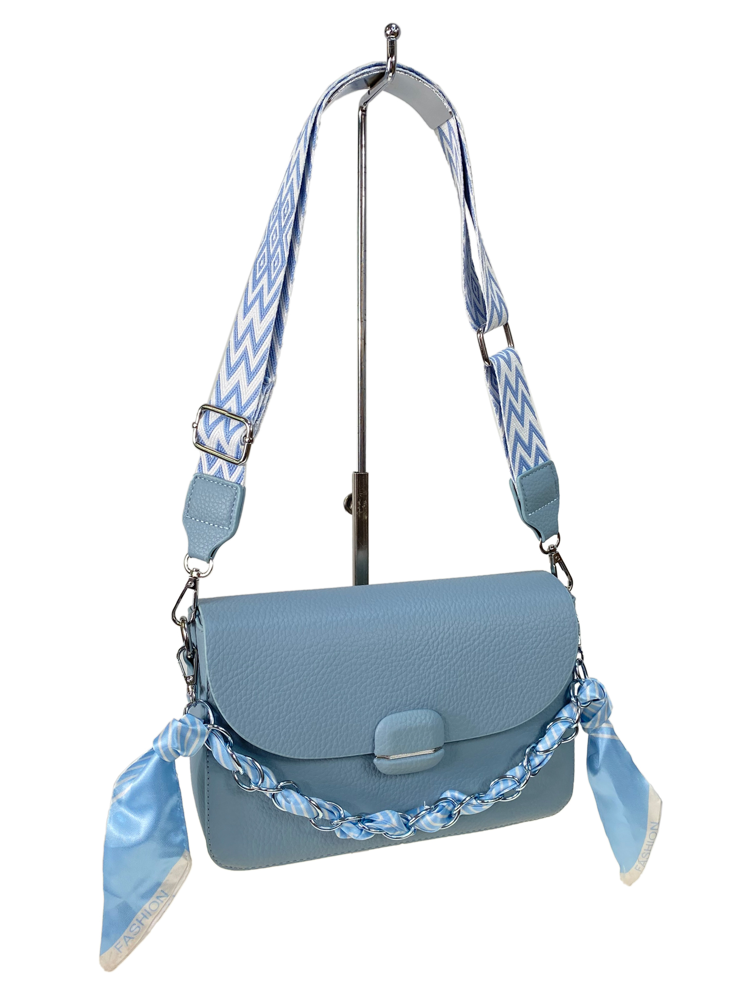 На фото 1 - Женская сумка из искусственной кожи,  цвет голубой