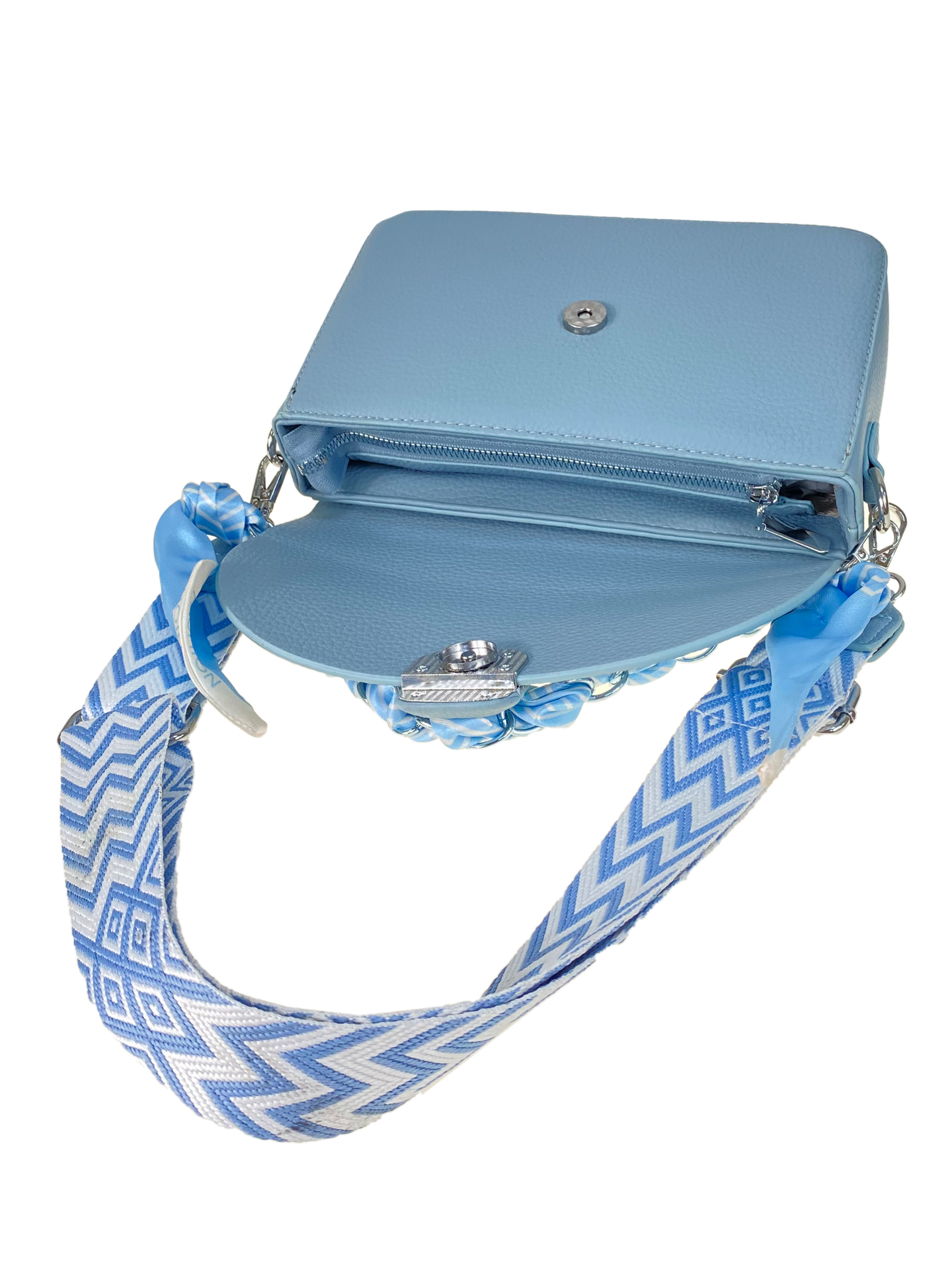 На фото 2 - Женская сумка из искусственной кожи,  цвет голубой