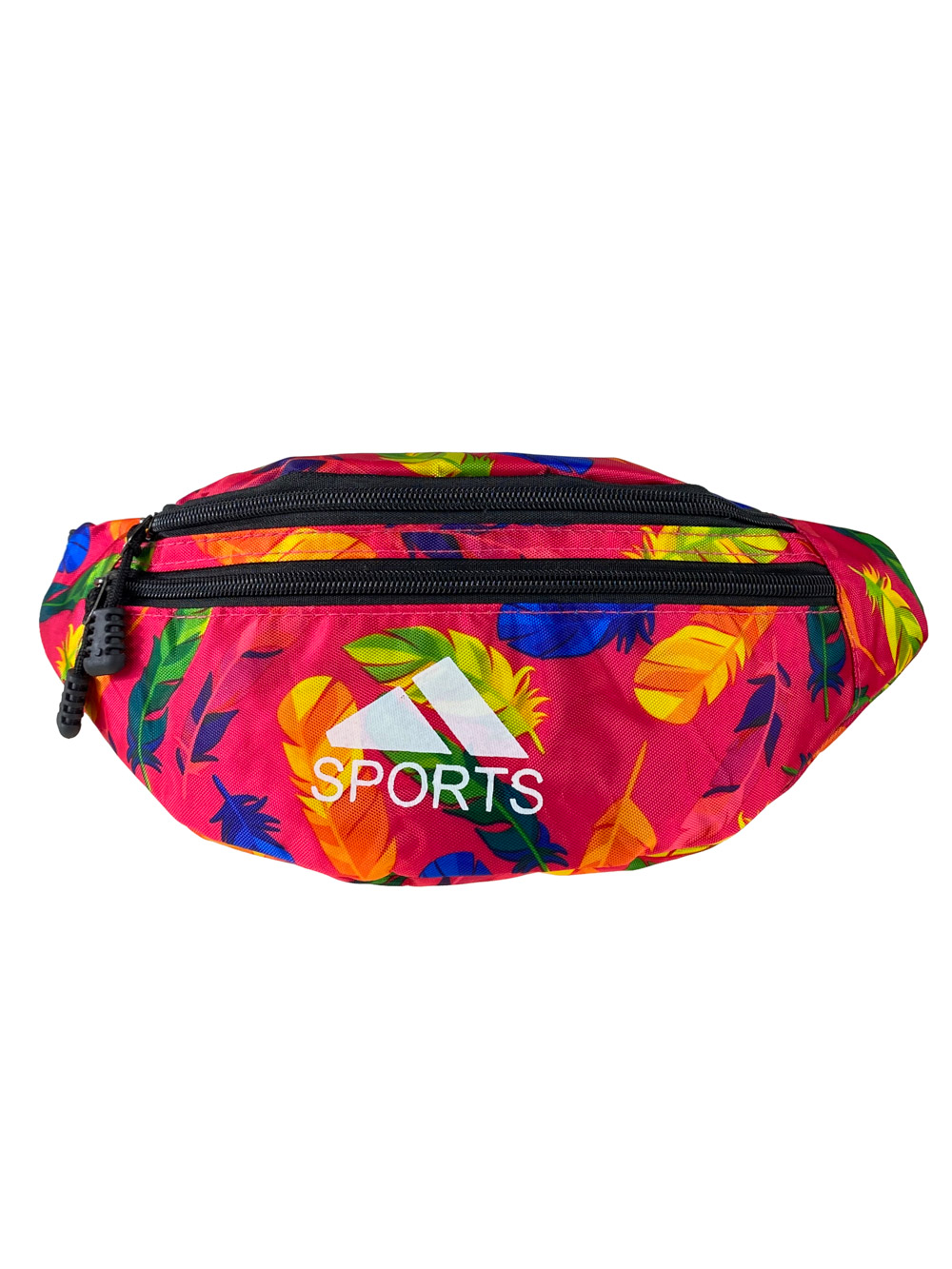 На фото 2 - Поясная спортивная сумка из текстиля с ярким принтом, цвет фуксия