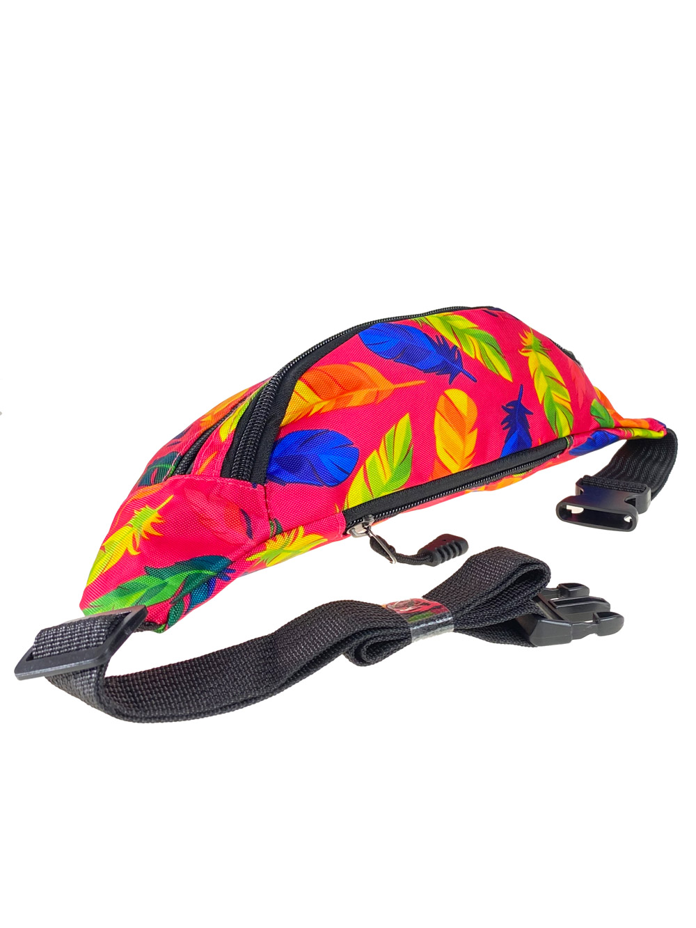 На фото 3 - Поясная спортивная сумка из текстиля с ярким принтом, цвет фуксия