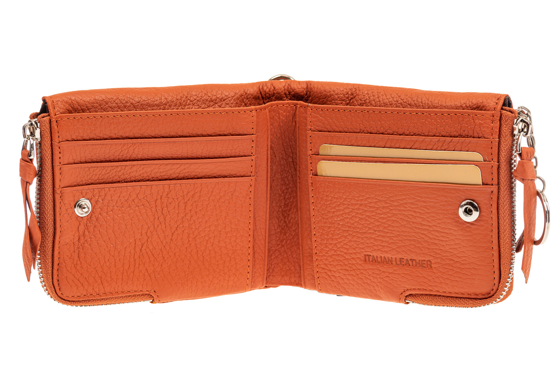На фото 2 - Женское портмоне из натуральной кожи, цвет оранжевый