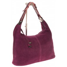 На фото 1 - Женская сумка Хобо из замши бордового цвета