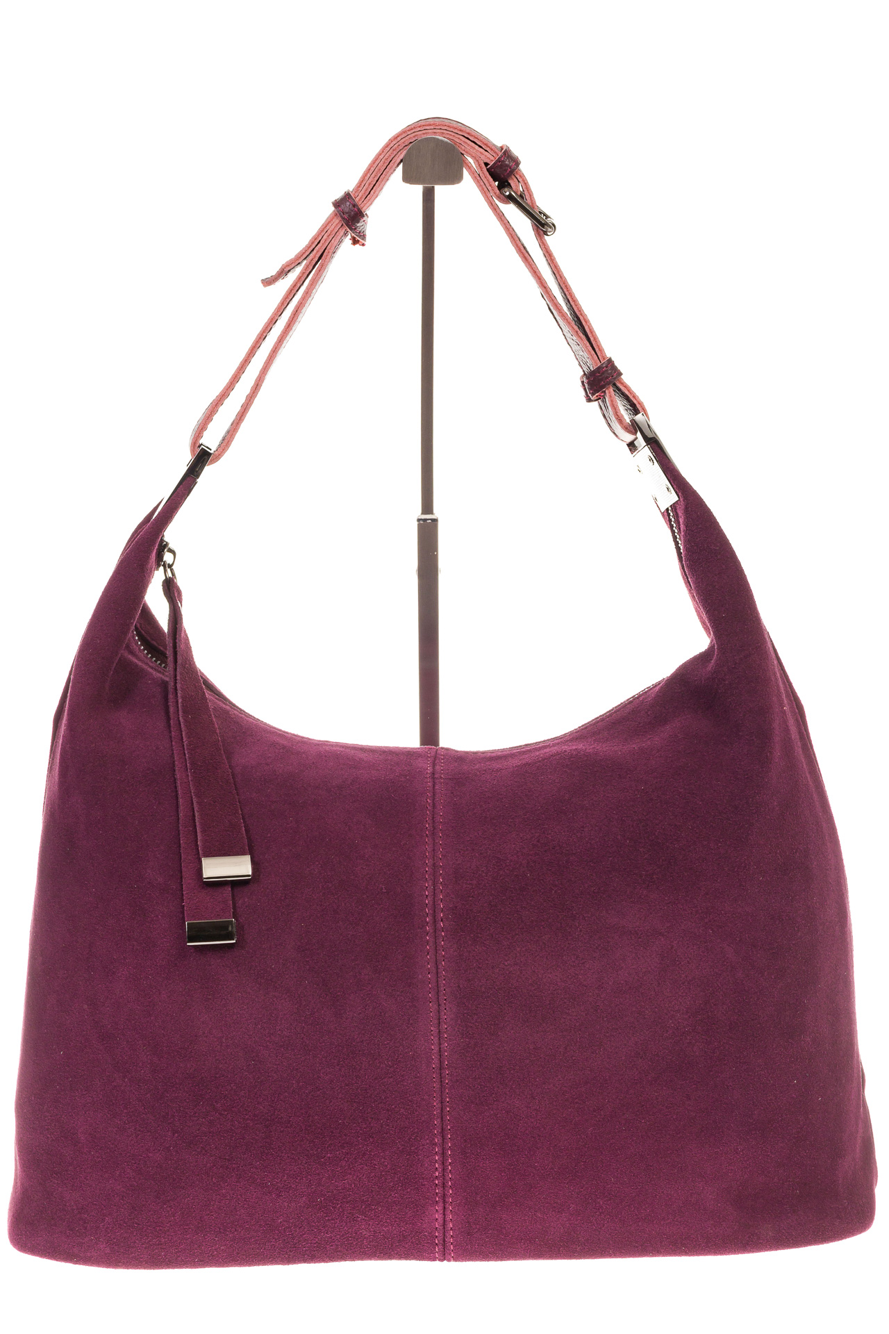 На фото 2 - Женская сумка Хобо из замши бордового цвета