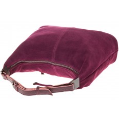 На фото 4 - Женская сумка Хобо из замши бордового цвета