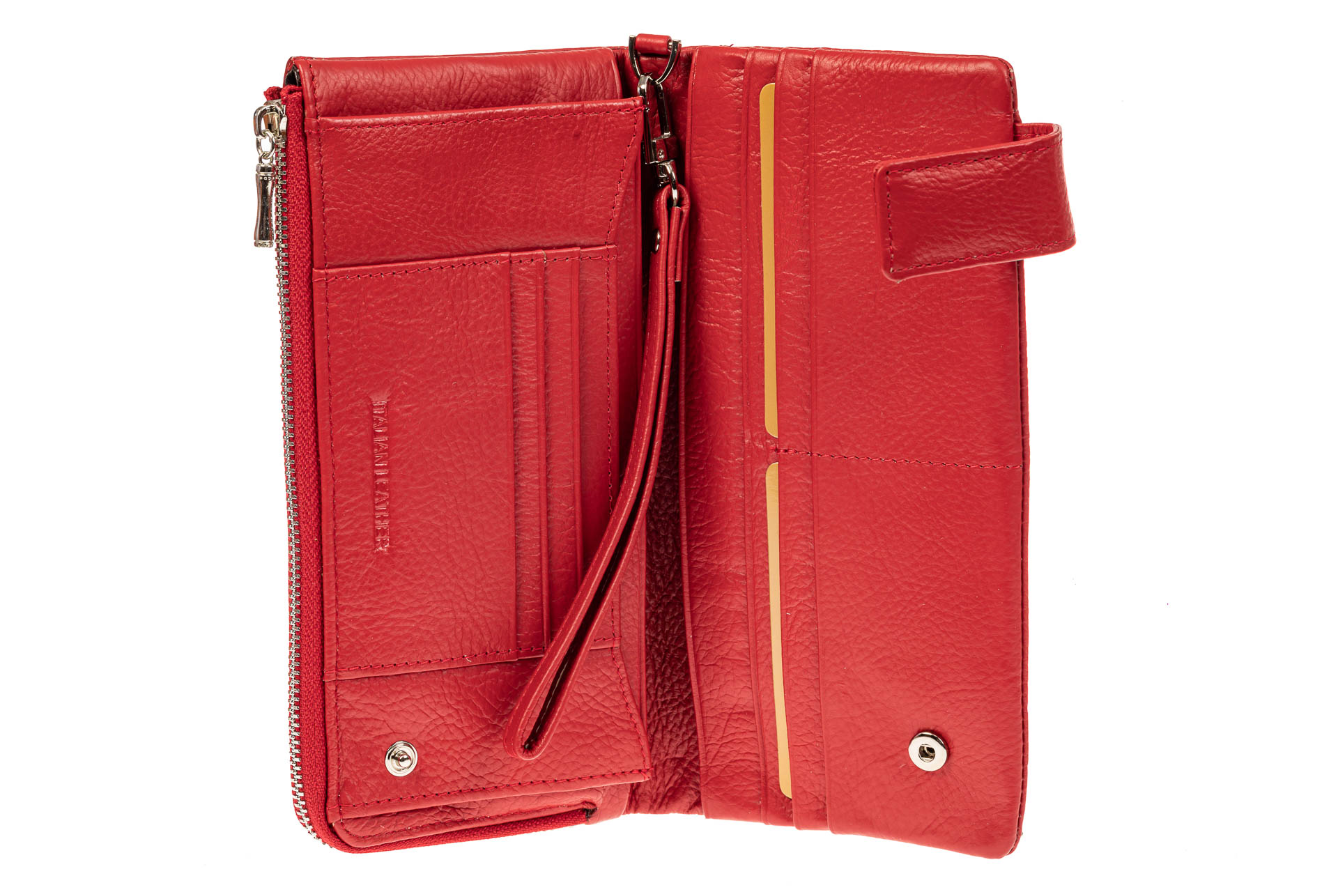 На фото 2 - Женский полноразмерный кошелек из натуральной кожи, цвет красный