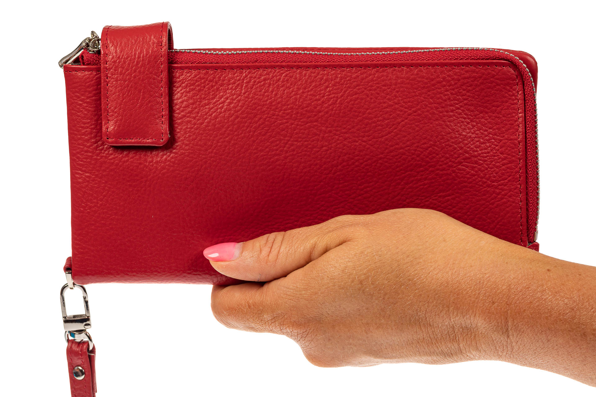 На фото 3 - Женский полноразмерный кошелек из натуральной кожи, цвет красный