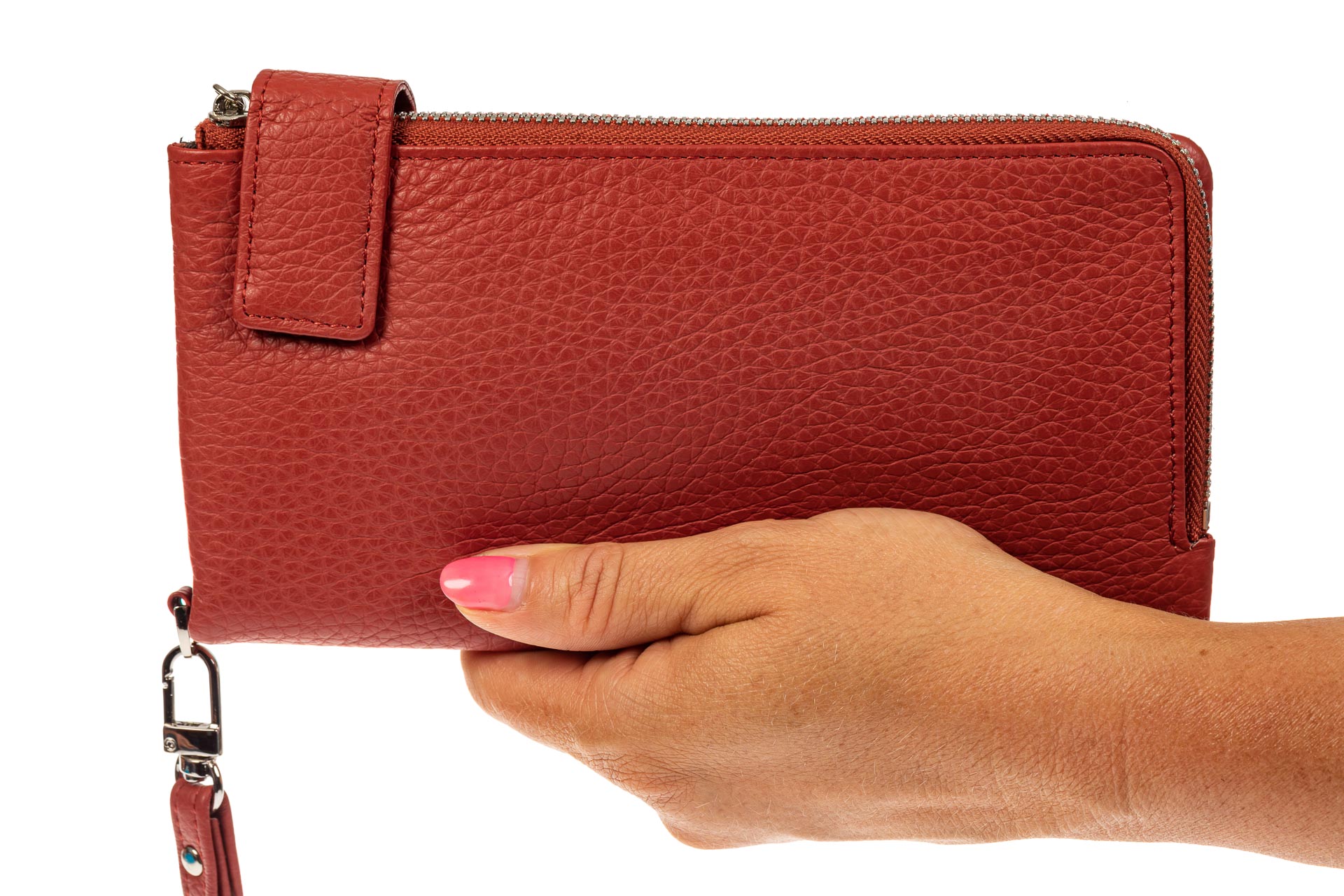 На фото 3 - Женский полноразмерный кошелек из натуральной кожи, цвет рыже-красный