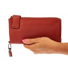 На фото 3 - Женский полноразмерный кошелек из натуральной кожи, цвет рыже-красный