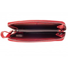 На фото 2 - Кожаный кошелек-клатч женский, цвет красный
