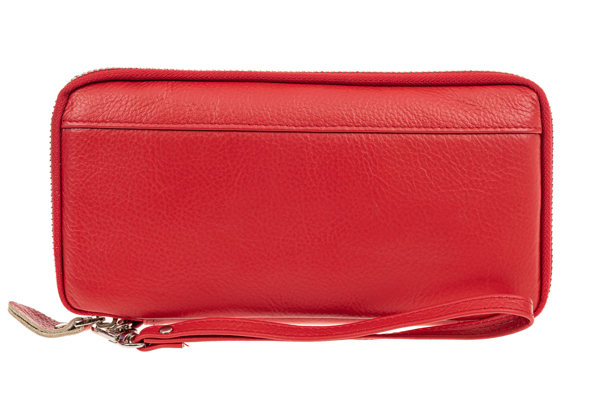 На фото 1 - Кожаный кошелек-клатч женский, цвет красный