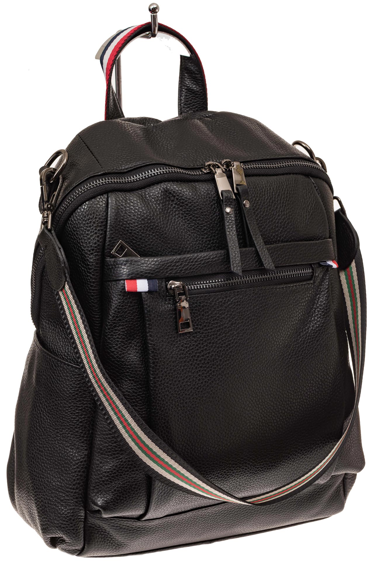 На фото 1 - Городской рюкзак из натуральной кожи, цвет черный