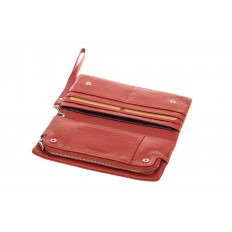 На фото 2 - Красно-коричневый кошелек, металлическая фурнитура, упаковка