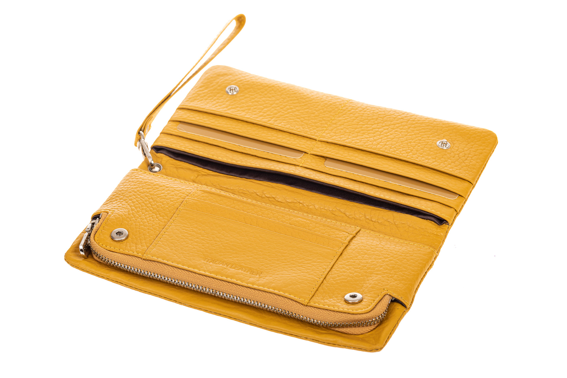 На фото 2 - Женский кошелек из натуральной кожи, цвет желтый