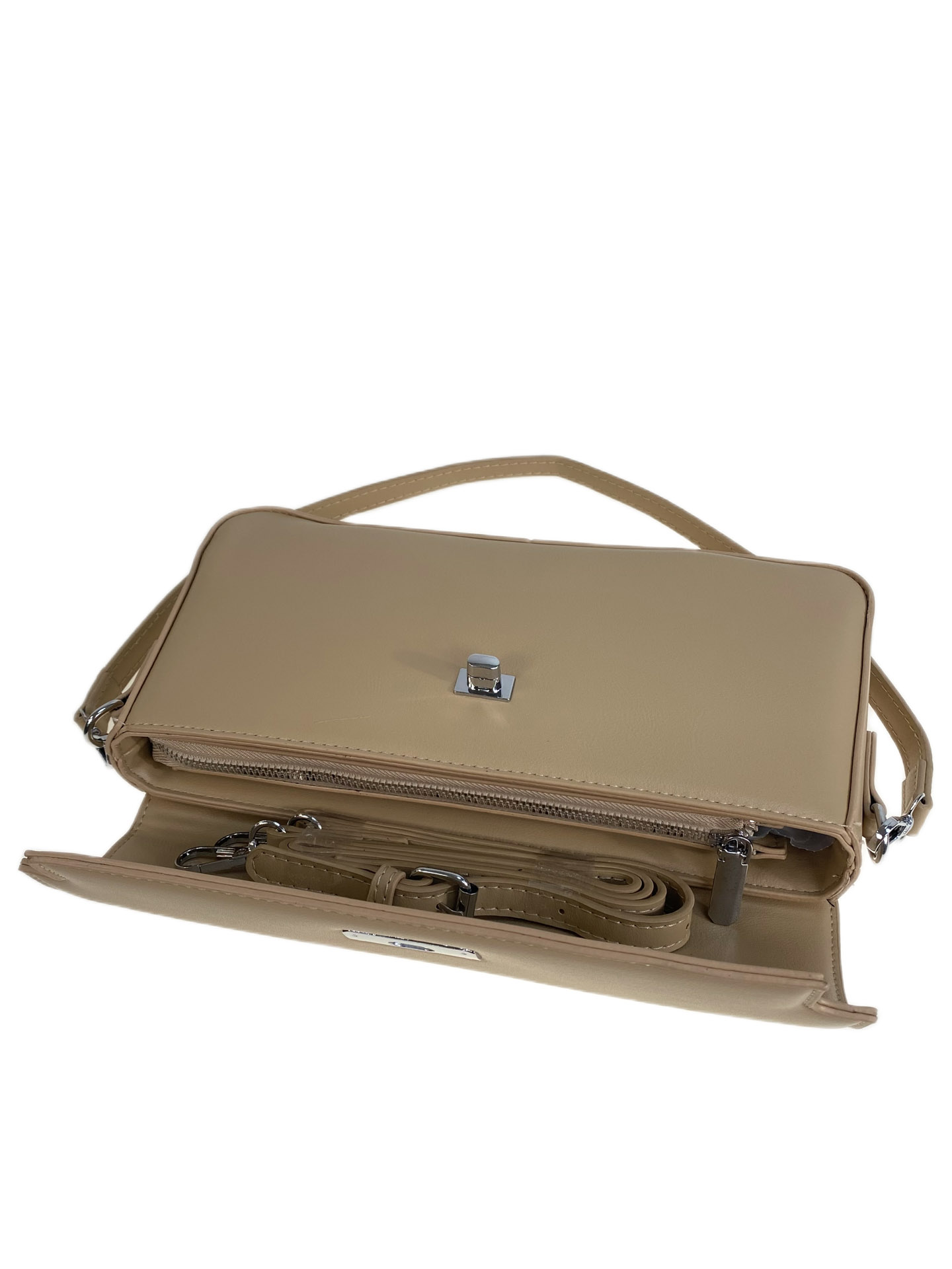 На фото 2 - Женская сумка из искусственной кожи, цвет светло коричневый