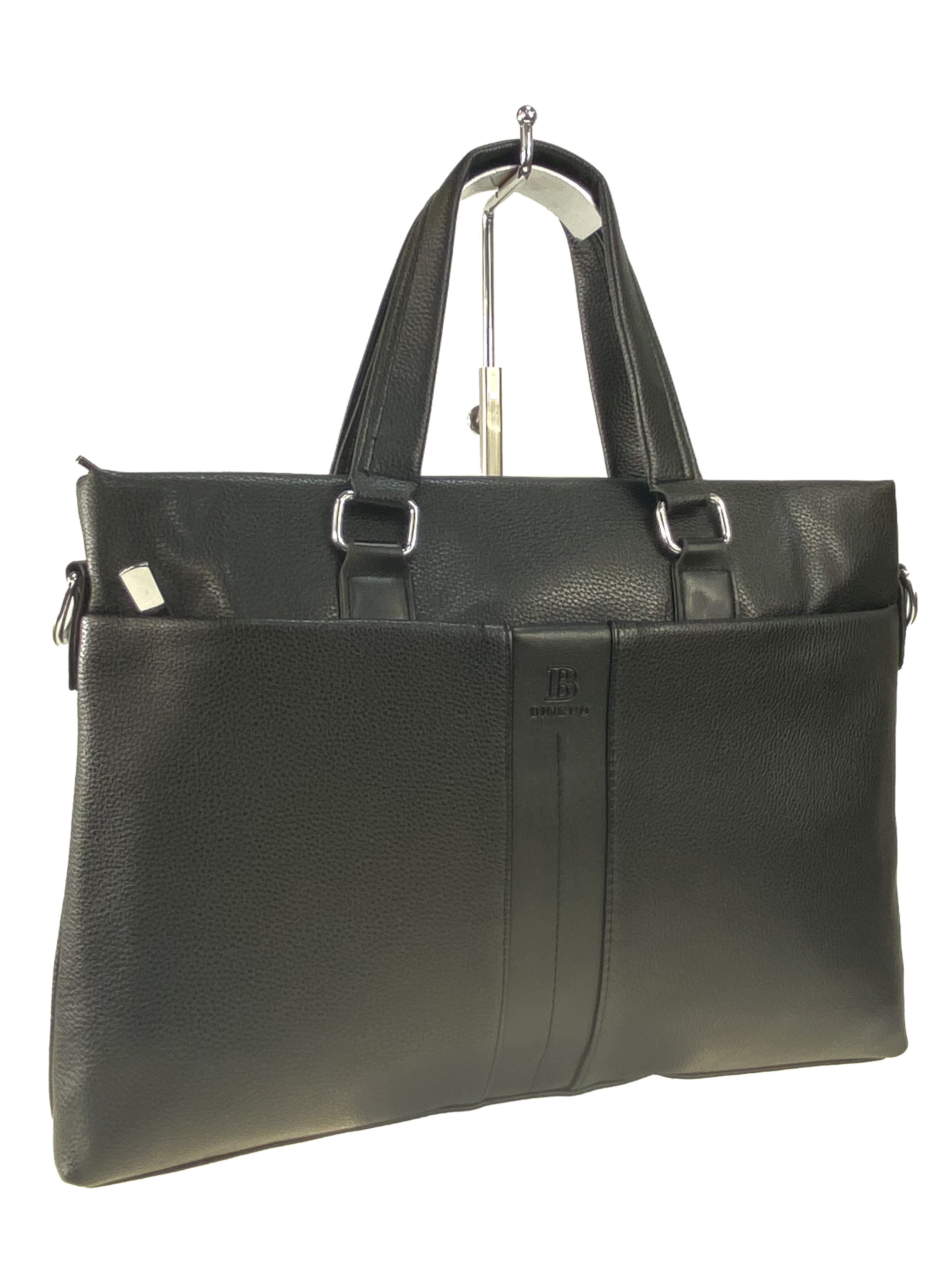 На фото 1 - Деловой мужской портфель из экокожи, цвет чёрный