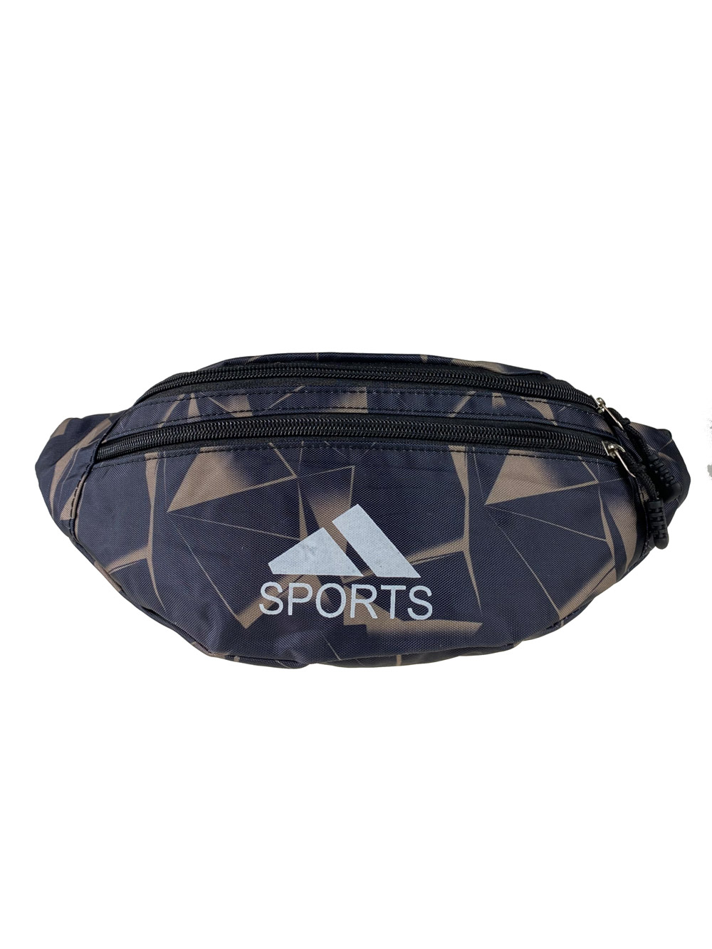 На фото 2 - Спортивная текстильная сумка на пояс с принтом, цвет чёрный с хаки