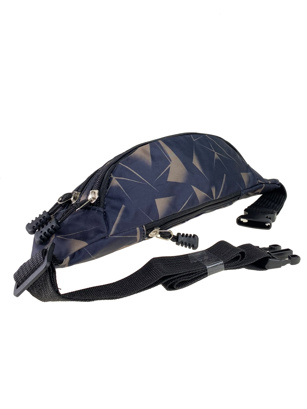 На фото 3 - Спортивная текстильная сумка на пояс с принтом, цвет чёрный с хаки