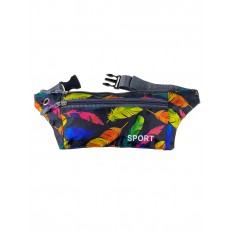 На фото 2 - Спортивная поясная сумка из текстиля с разноцветным принтом, цвет мульти