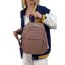 На фото 1 - Женский рюкзак из искусственной кожи, цвет пудра
