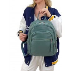 На фото 1 - Женский рюкзак из искусственной кожи, цвет  зеленый