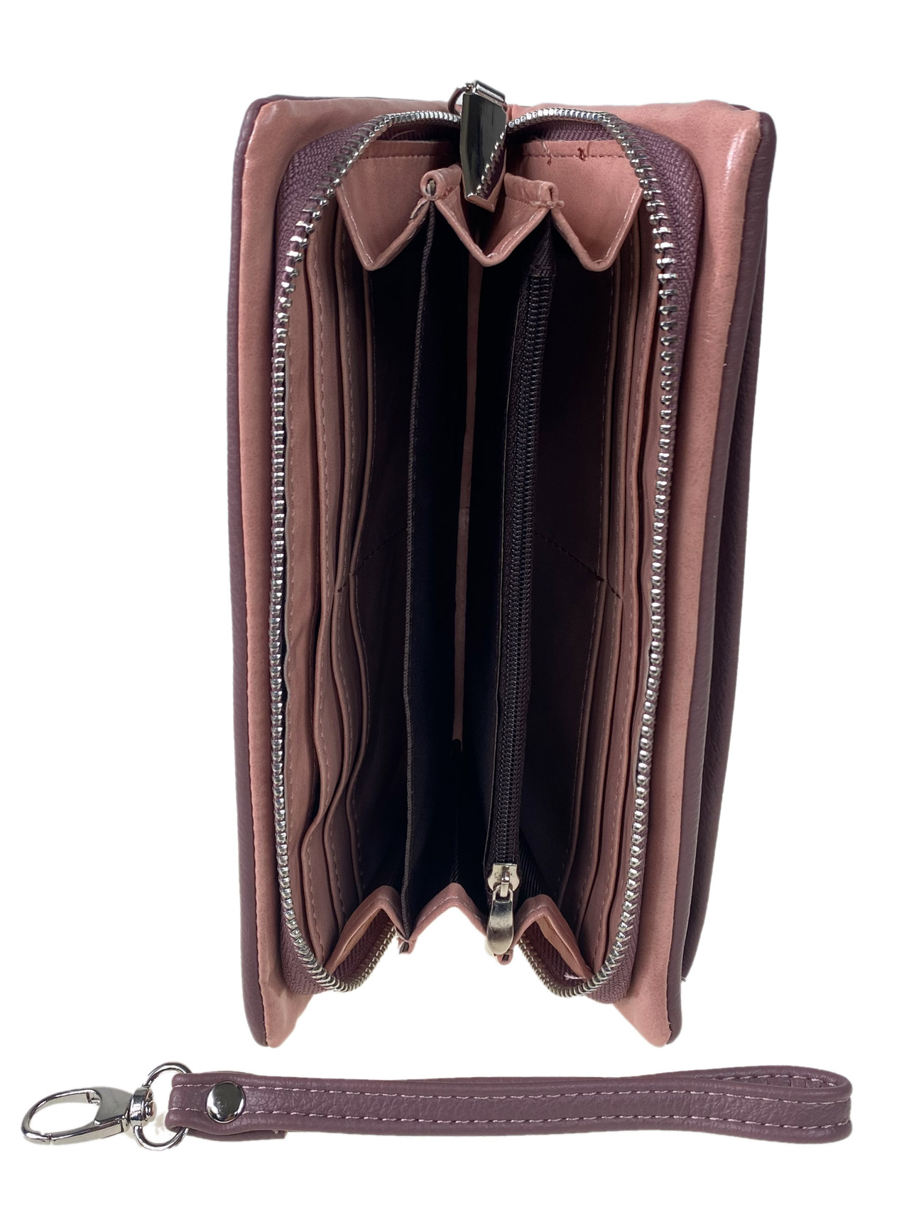 На фото 2 - Женское портмоне из мягкой искусственной кожи,  цвет пудра