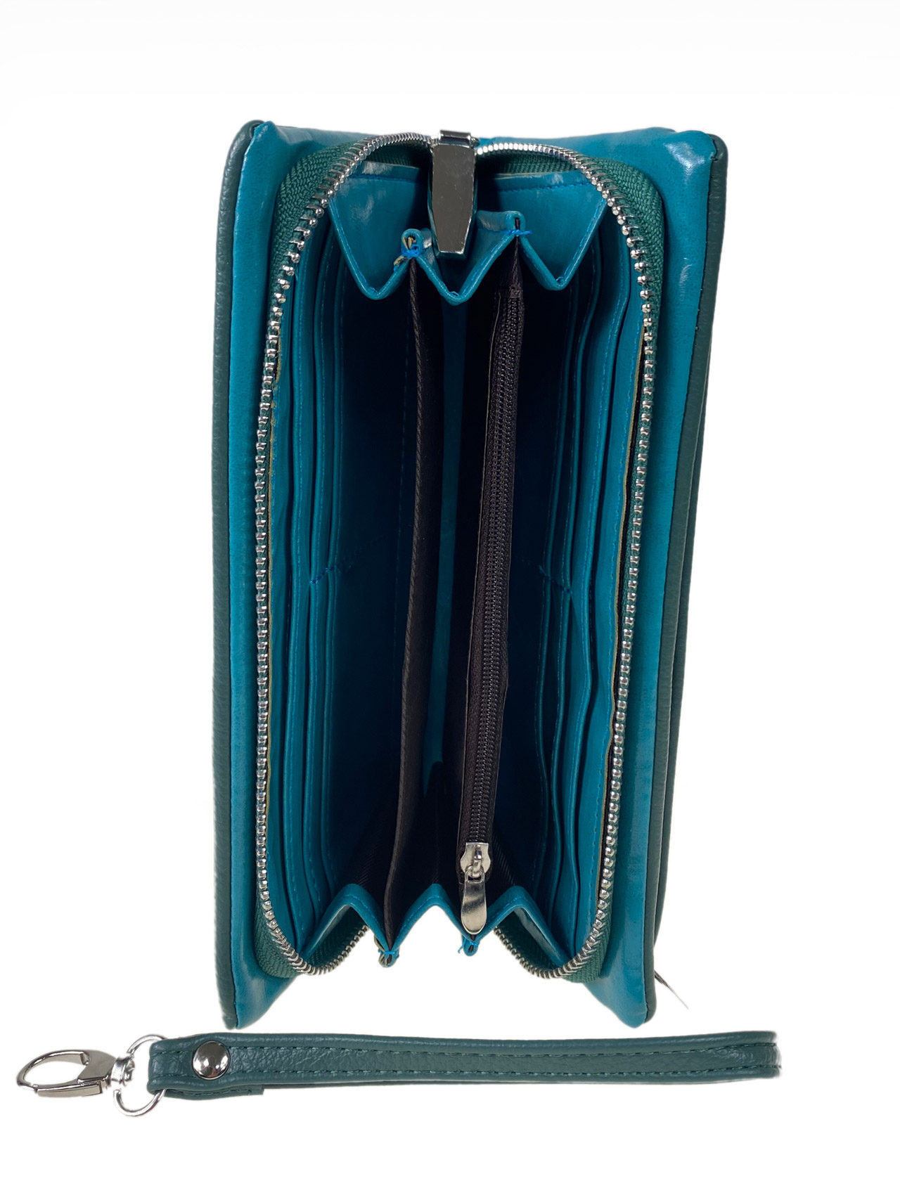 На фото 2 - Женское портмоне из мягкой искусственной кожи,  цвет  бирюзовый