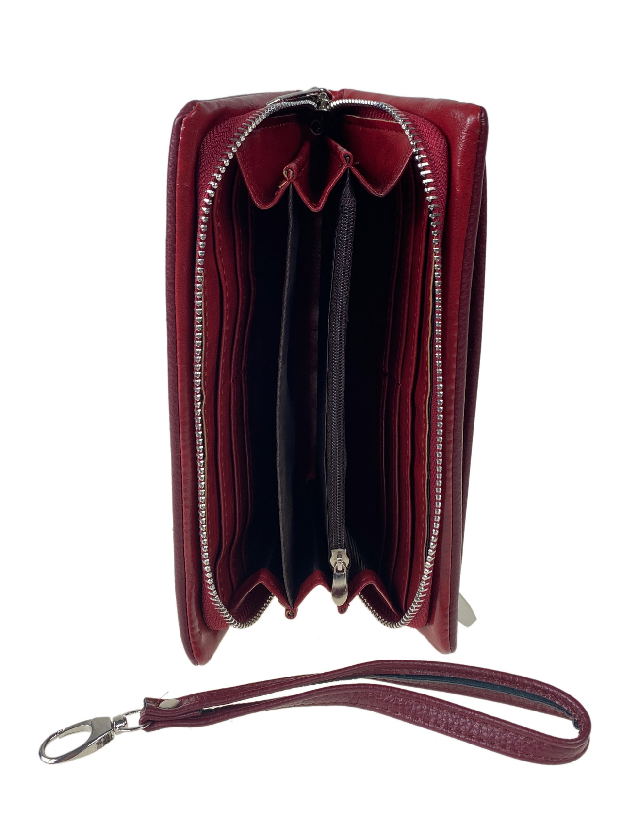На фото 2 - Женское портмоне из мягкой искусственной кожи,  цвет бордовый