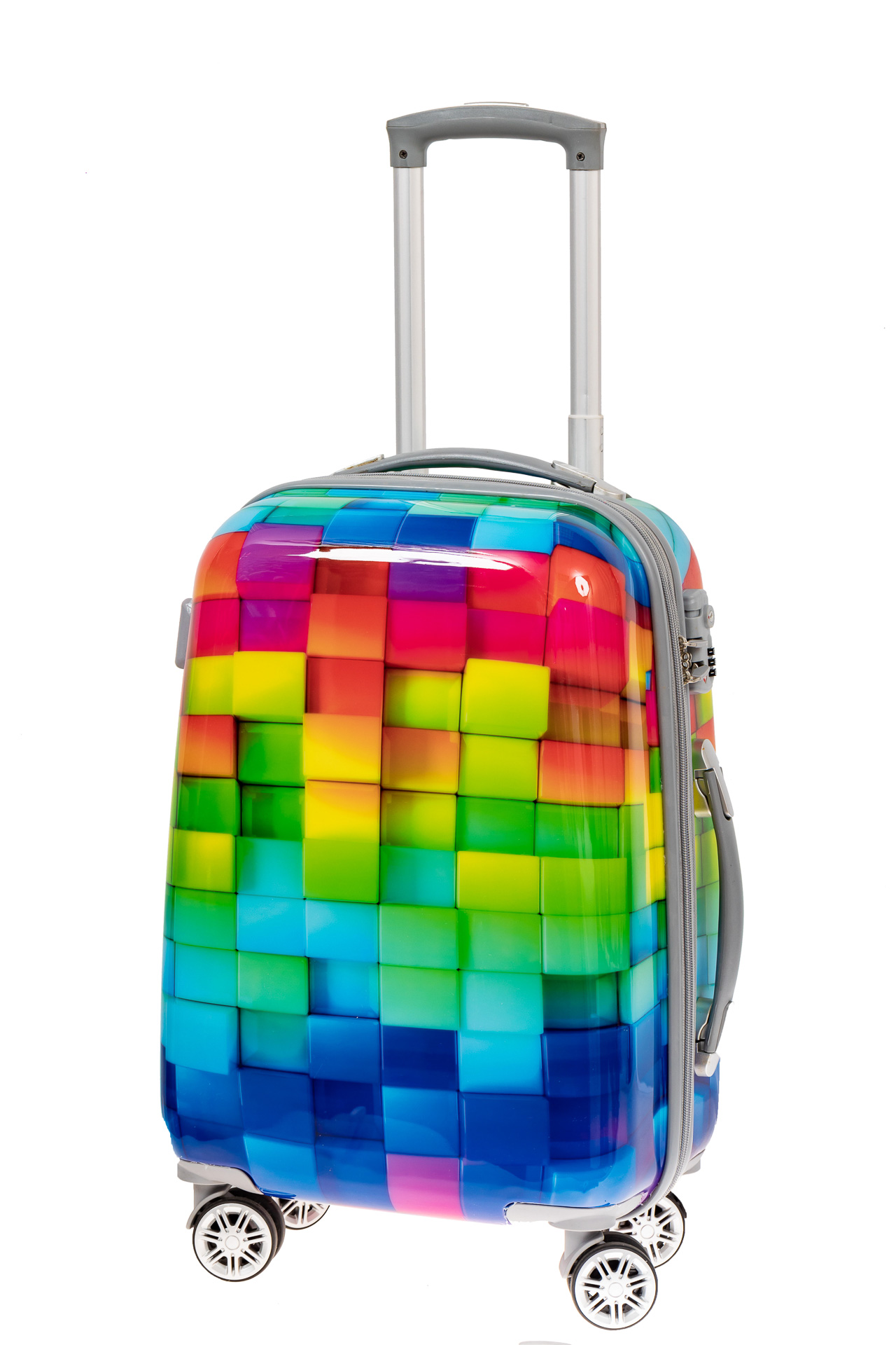 На фото 1 - Пластиковый чемодан среднего размера, цветная мозаика