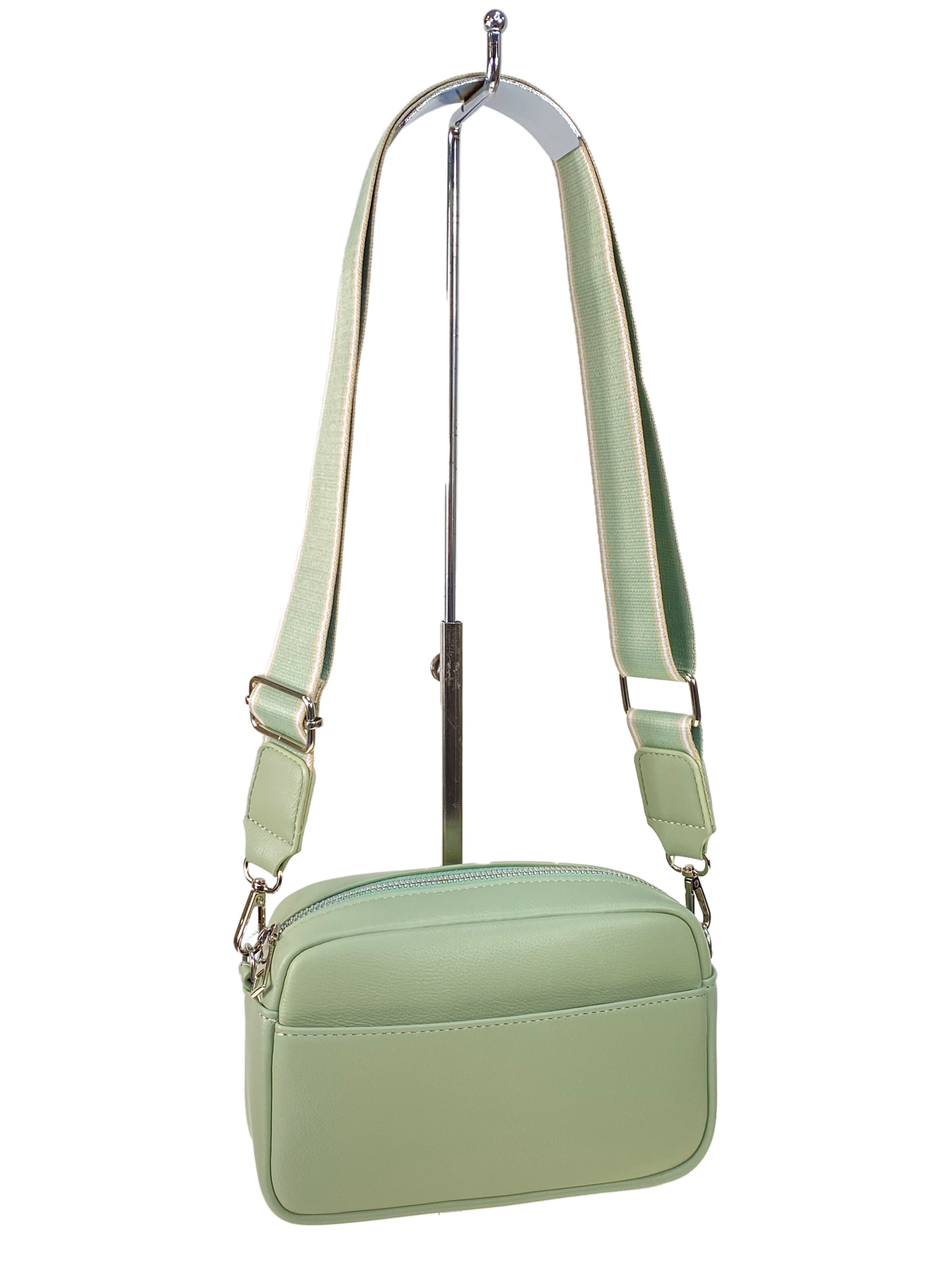 На фото 1 - Женская сумка из искусственной кожи, цвет светло-зеленый