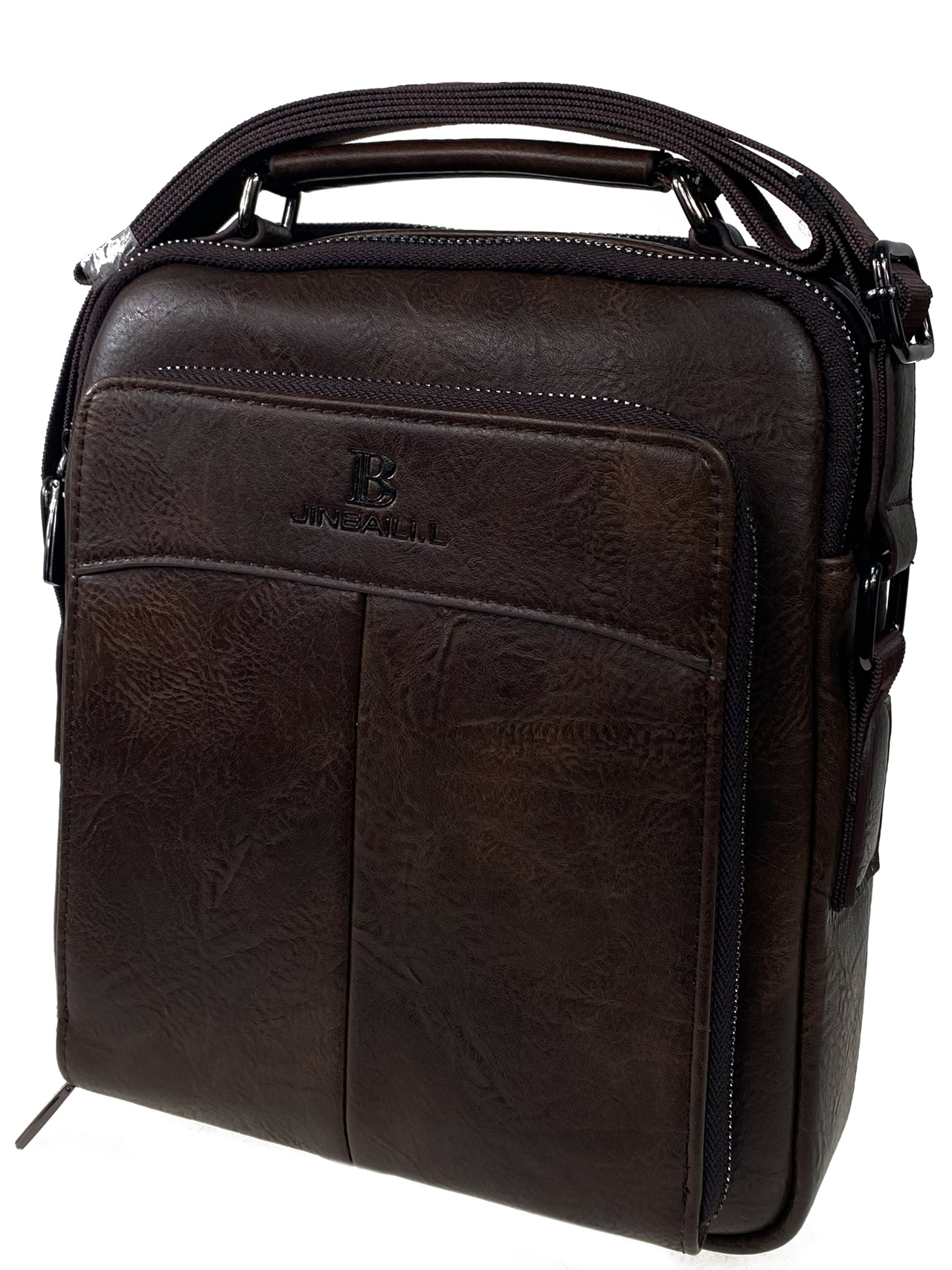 На фото 1 - Мужская сумка из искусственной кожи, цвет коричневый