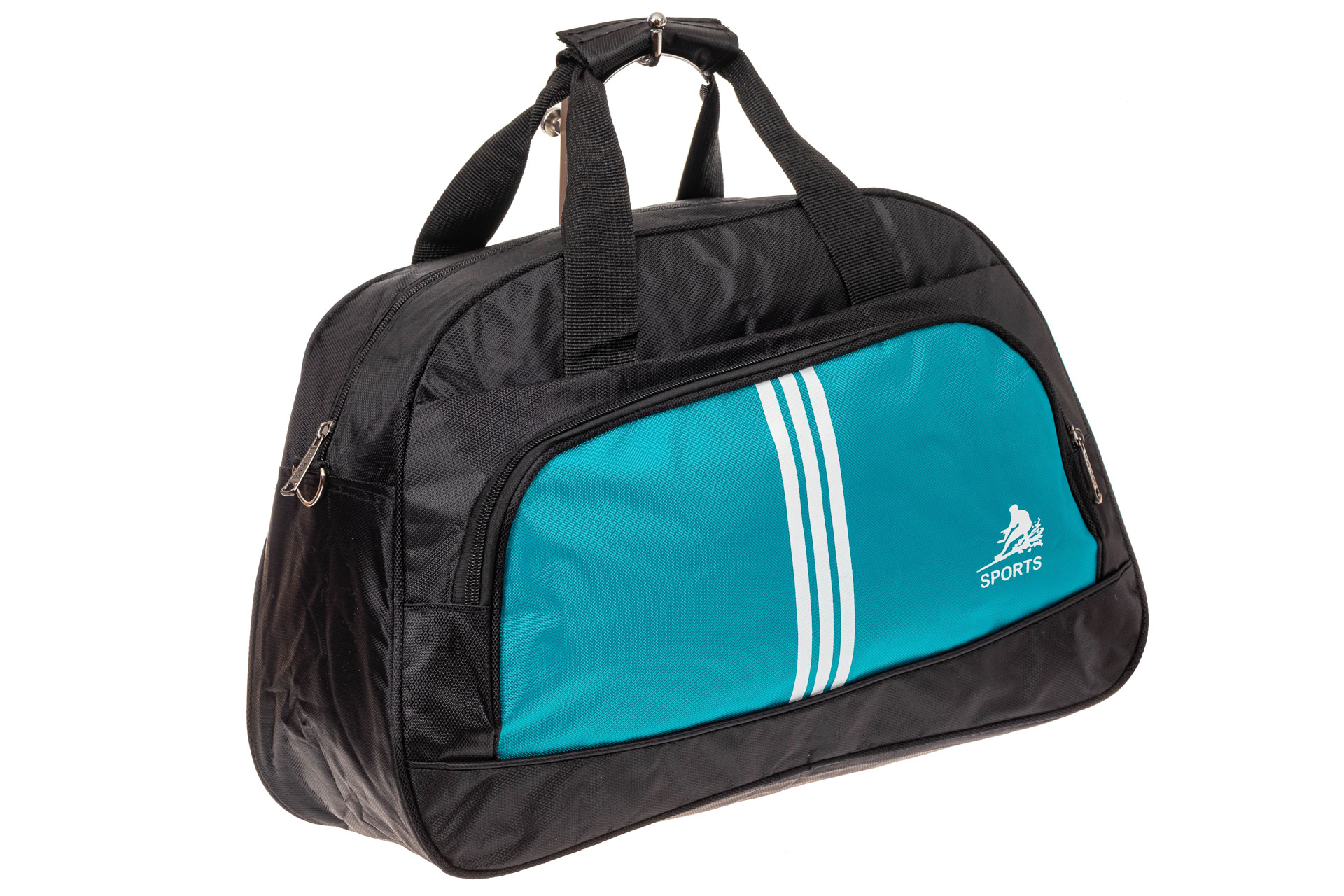 На фото 1 - Спортивная сумка из текстиля, цвет бирюза