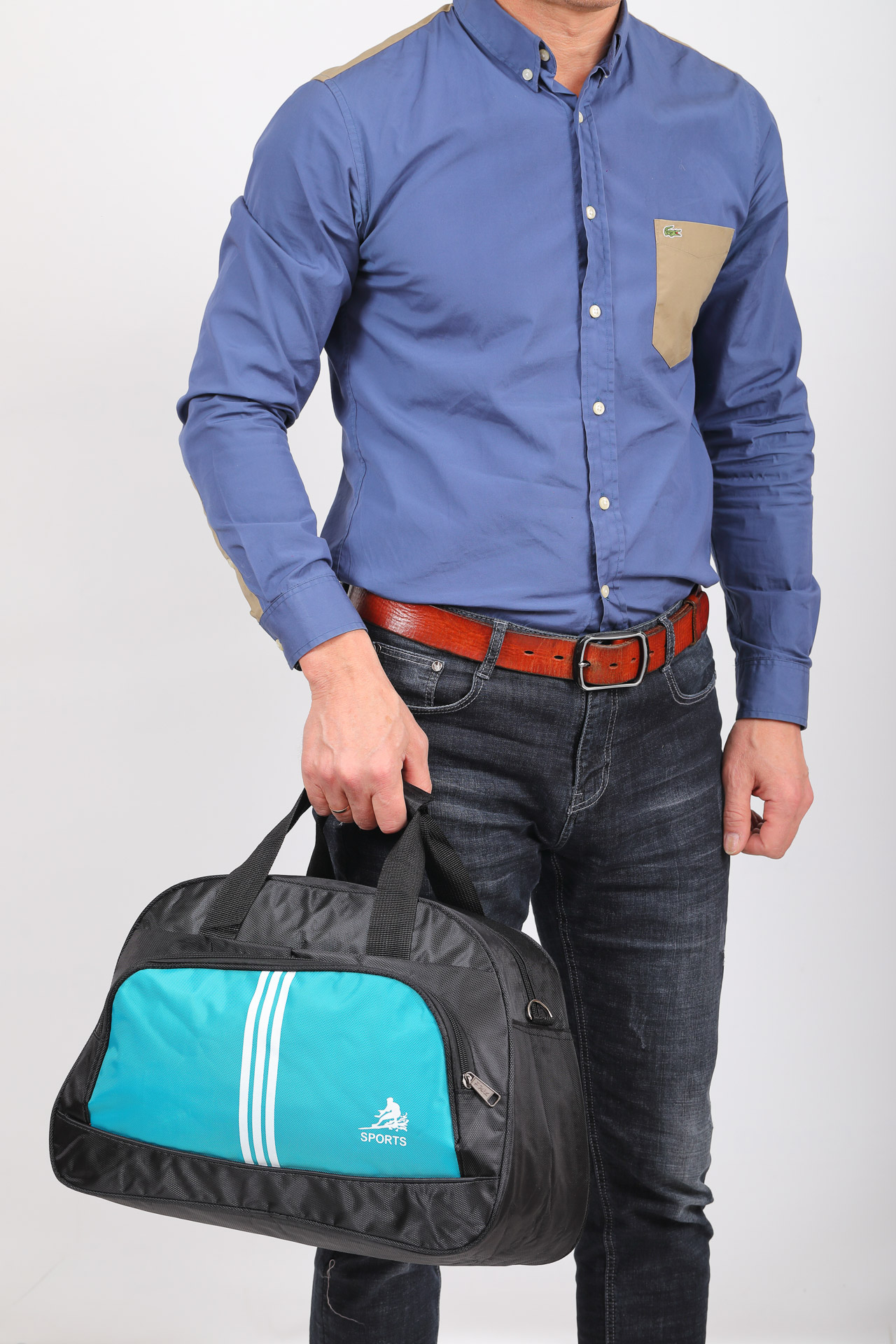На фото 5 - Спортивная сумка из текстиля, цвет бирюза