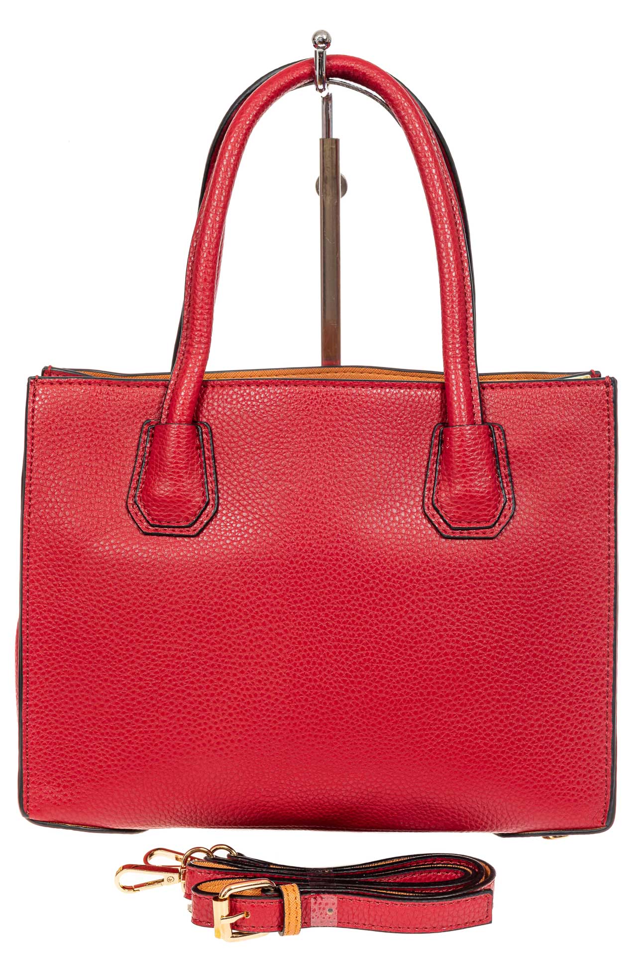 На фото 3 - Женская сумка из искусственной кожи, красная