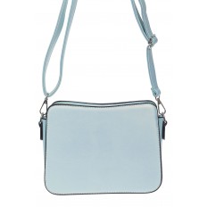 На фото 3 - Каркасная сумочка кросс-боди из искусственной кожи, цвет светло-голубой
