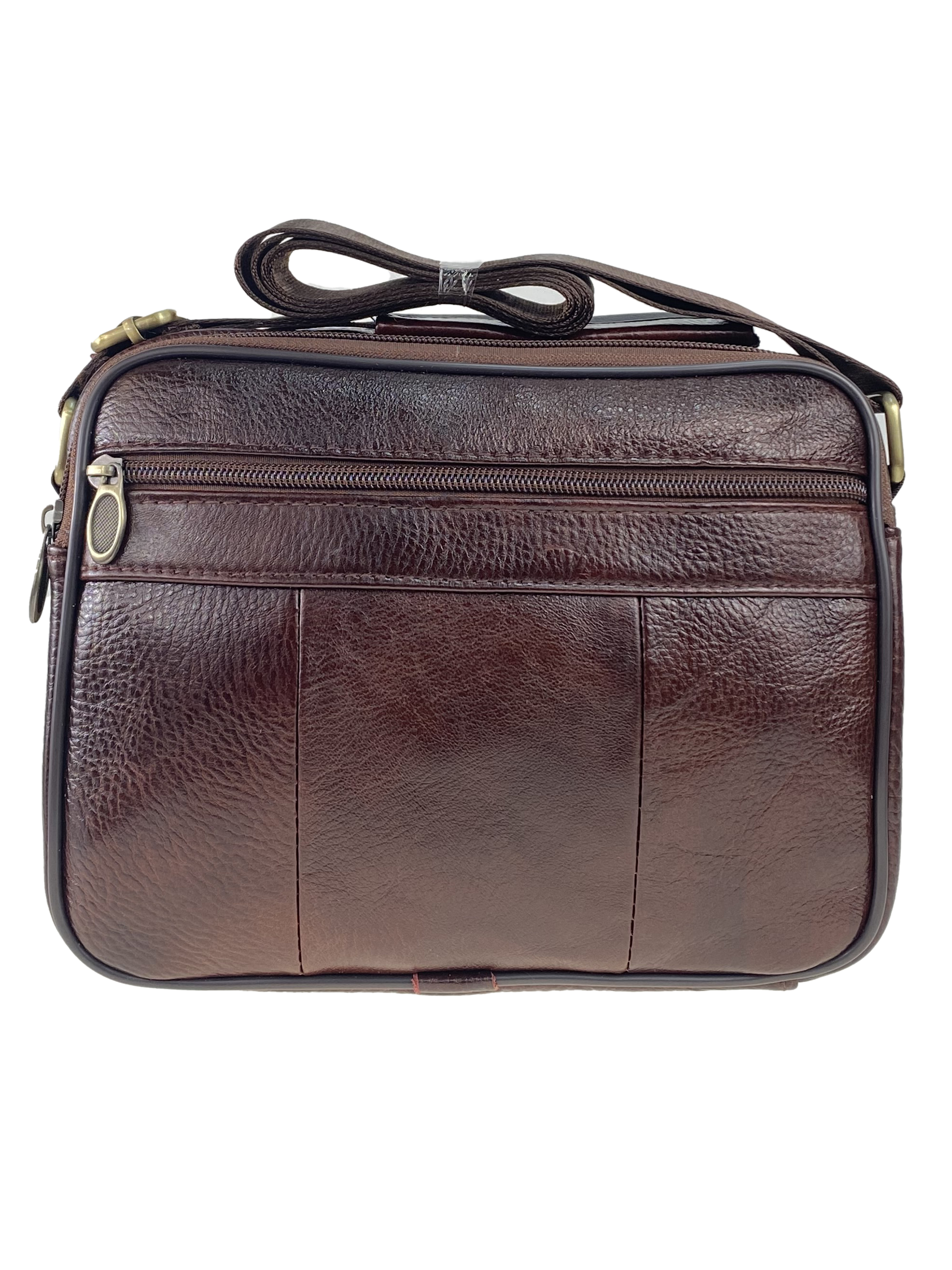 На фото 3 - Мужская кожаная сумка для документов, цвет коричневый