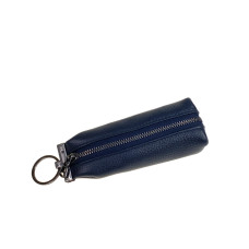 На фото 1 - Ключница из натуральной кожи, цвет синий
