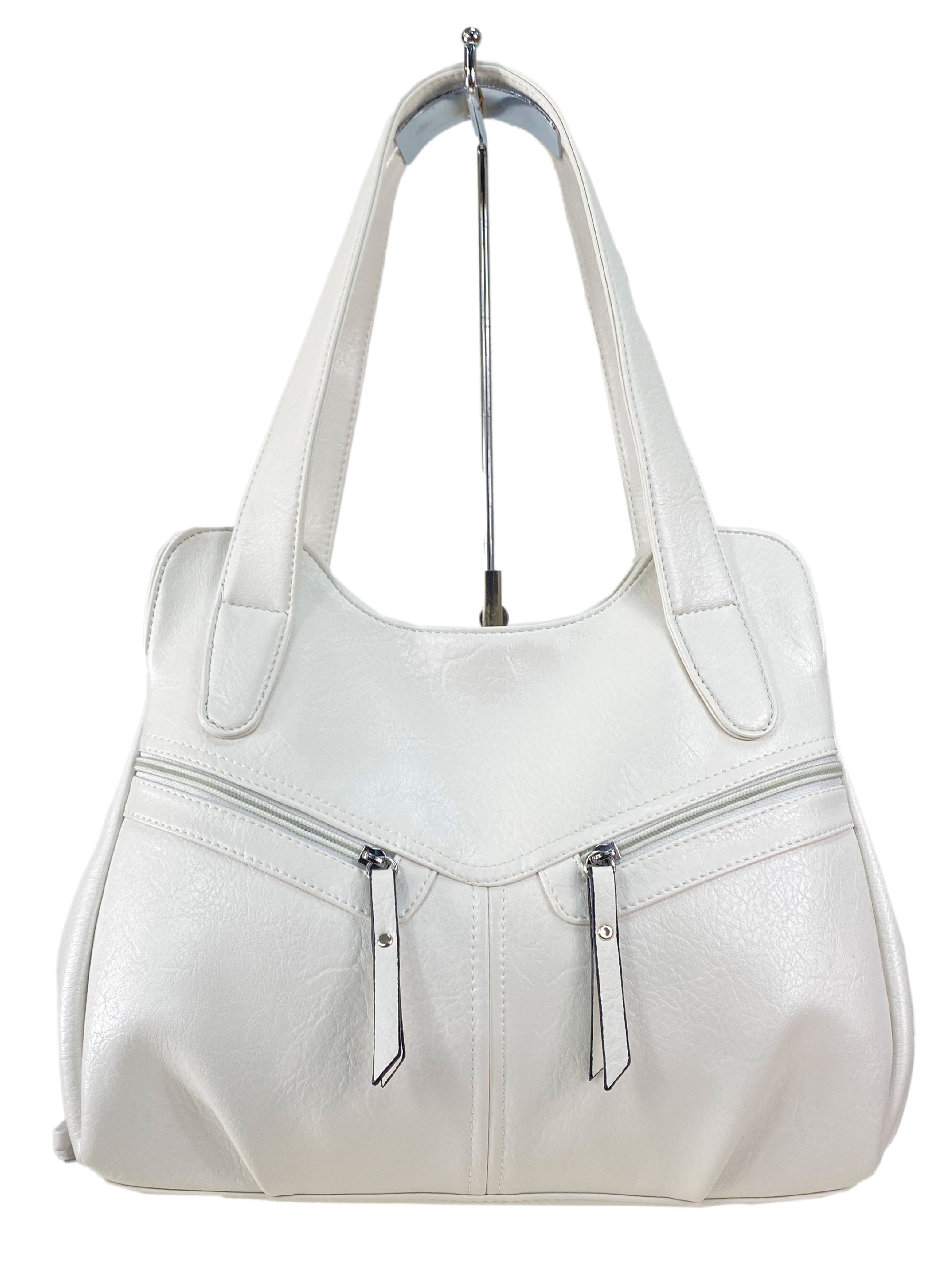 На фото 2 - Женская сумка хобо из искусственной кожи, цвет белый