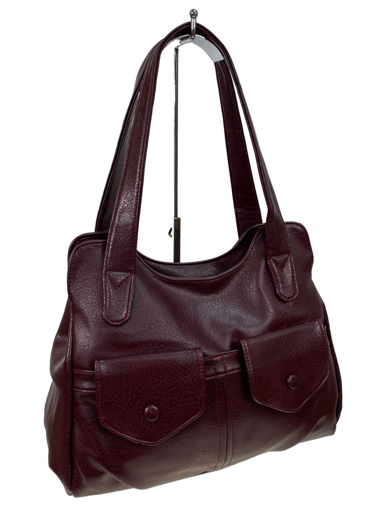 На фото 1 - Женская сумка  из искусственной кожи,  цвет бордовый