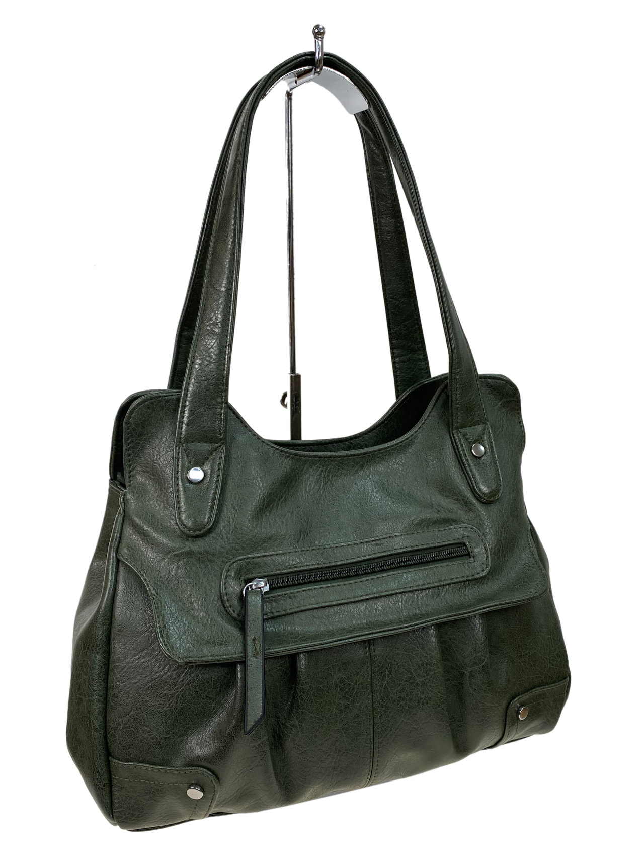На фото 1 - Женская сумка  из искусственной кожи,  цвет зеленый