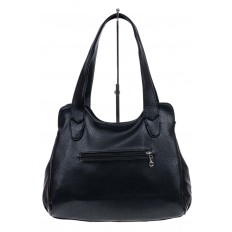 На фото 3 - Женская сумка хобо из искусственной кожи, цвет  черный