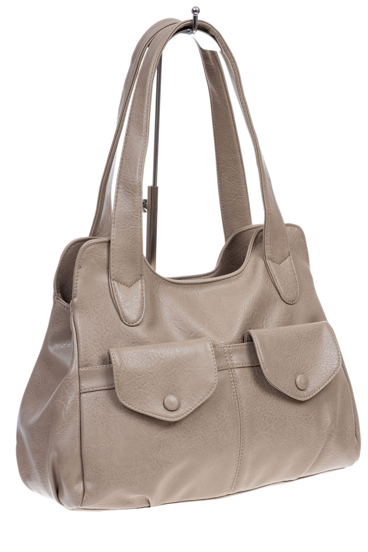 На фото 2 - Женская сумка хобо из искусственной кожи, цвет бежевый