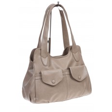 На фото 2 - Женская сумка хобо из искусственной кожи, цвет бежевый
